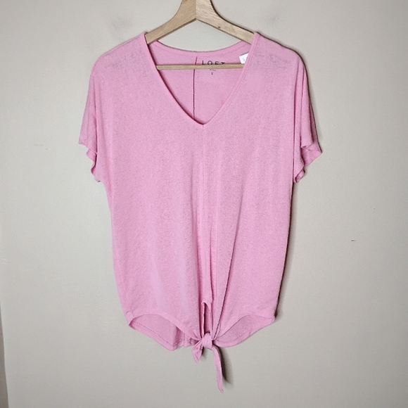 NWT LOFT Pink Tie Front Top Small Modal Casual Soft Feminine Everyday - Picture 3 of 9